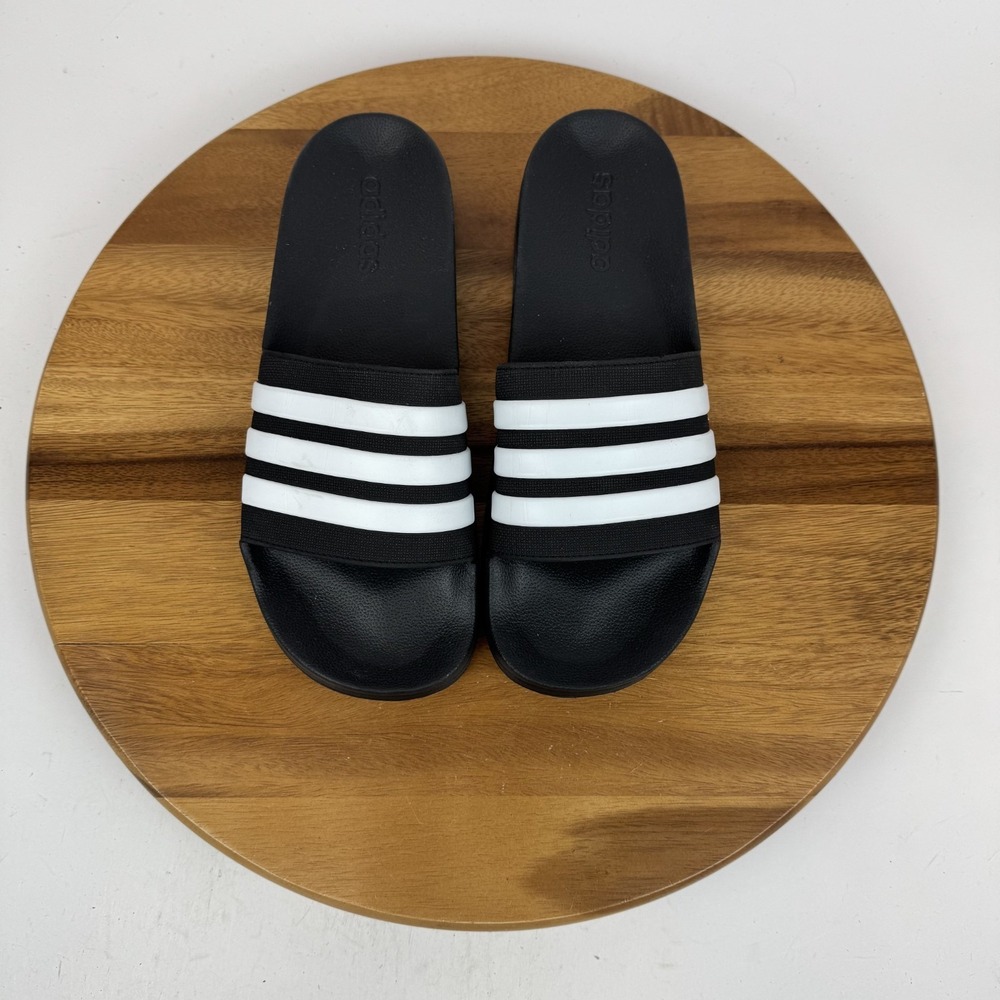 New Mens Adidas Adilette Shower Slide Black White Casual Sandals Size  11 M NWOB